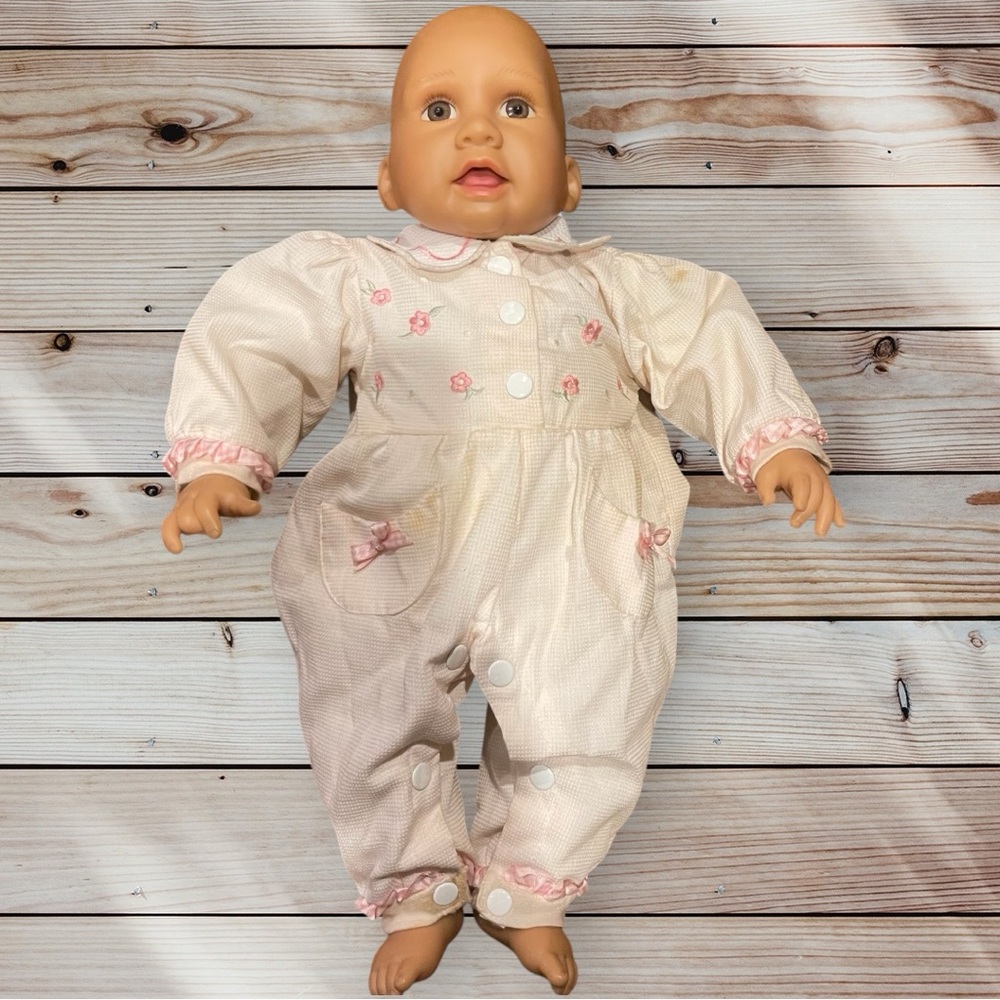 KS Toys Baby Doll Cloth Body Vinyl Limbs Big Blue Eyes 19"